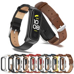 Cinturino per orologio in pelle microfibra con cassa in metallo MIJOBS, For Samsung Galaxy Fit 2