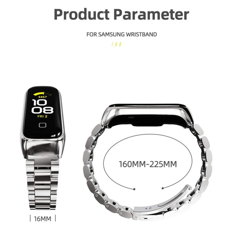 Cinturino per orologio MIJOBS in acciaio inossidabile con tre sfere in metallo, For Samsung Galaxy Fit 2