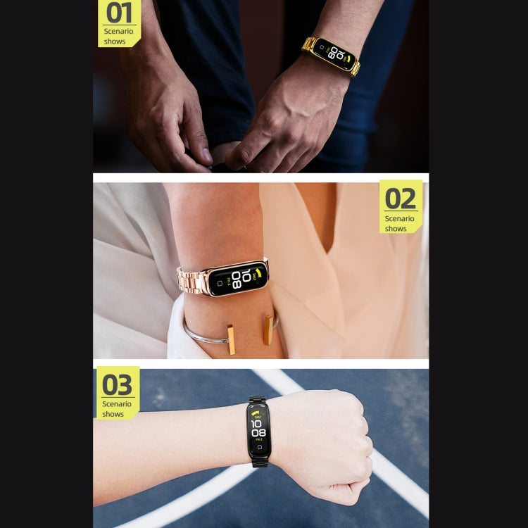 Cinturino per orologio MIJOBS in acciaio inossidabile con tre sfere in metallo, For Samsung Galaxy Fit 2