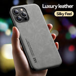 Custodia posteriore in pelle magnetica per iPhone 13 e 12