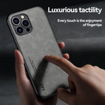 Custodia posteriore in pelle magnetica per iPhone 13 e 12