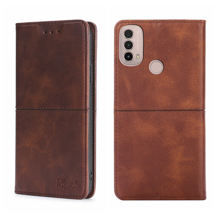 Custodia per telefono in pelle a vibrazione orizzontale magnetica con trama di mucca, For Motorola Moto E20, For Motorola Moto E40