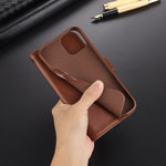 Custodia portafoglio in pelle per iPhone 14 Pro