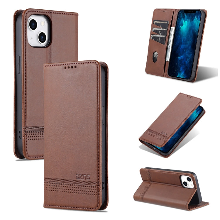 AZNS Custodia per telefono in pelle a conchiglia con struttura in vitello magnetico, For iPhone 14, For iPhone 14 Plus, For iPhone 14 Pro, For iPhone 14 Pro Max
