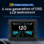P22 Proiettore per parabrezza a doppio sistema HUD Head Up Display da 3,5 pollici per auto GPS OBD2, P22