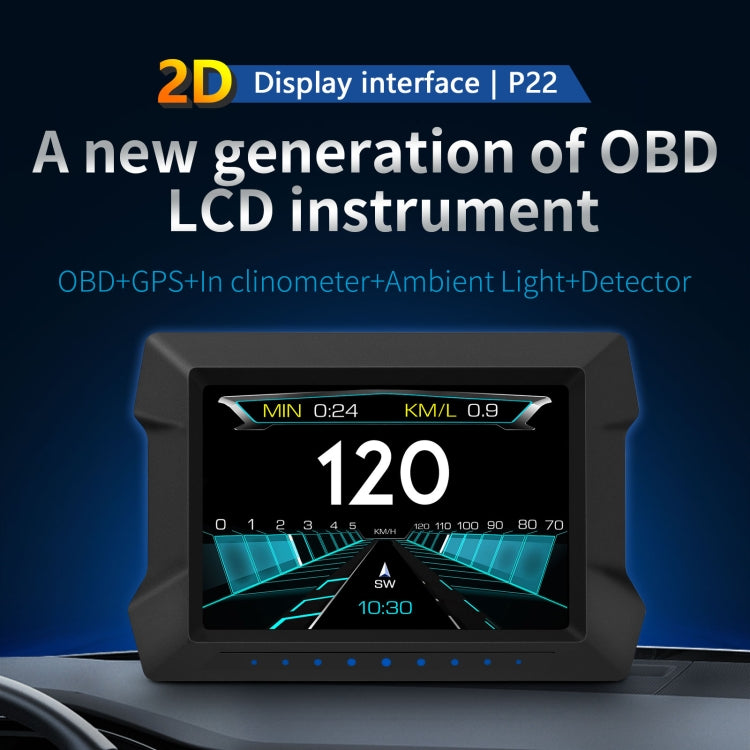 P22 Proiettore per parabrezza a doppio sistema HUD Head Up Display da 3,5 pollici per auto GPS OBD2, P22