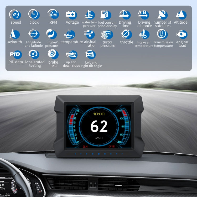 P22 Proiettore per parabrezza a doppio sistema HUD Head Up Display da 3,5 pollici per auto GPS OBD2, P22