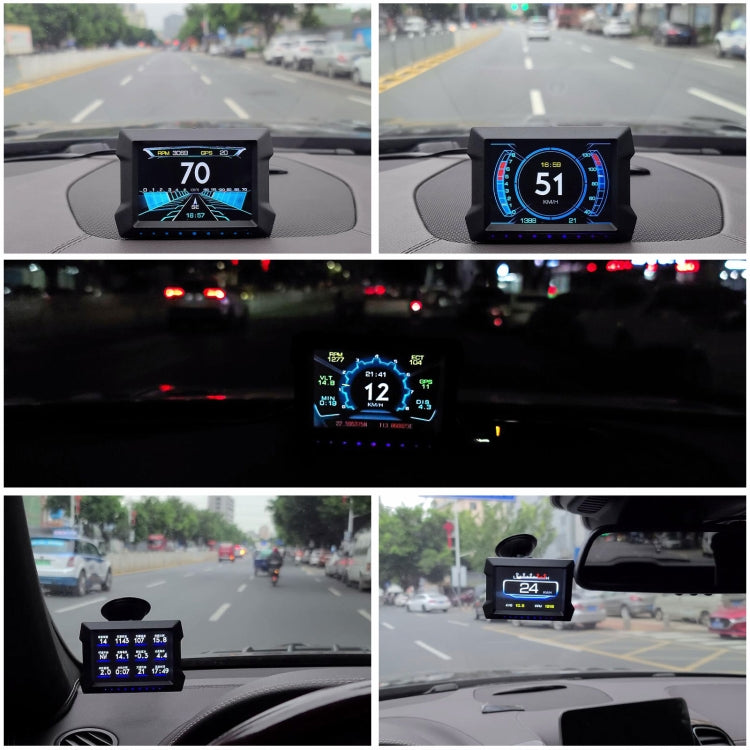 P22 Proiettore per parabrezza a doppio sistema HUD Head Up Display da 3,5 pollici per auto GPS OBD2, P22