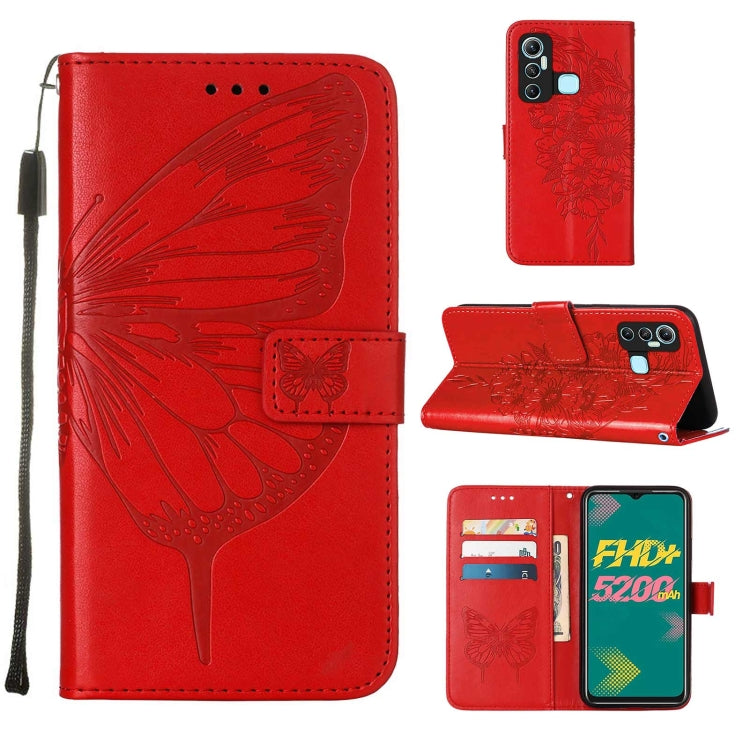 Custodia per telefono in pelle con farfalla goffrata, For Infinix Hot 11