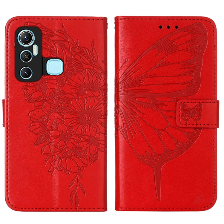 Custodia per telefono in pelle con farfalla goffrata, For Infinix Hot 11