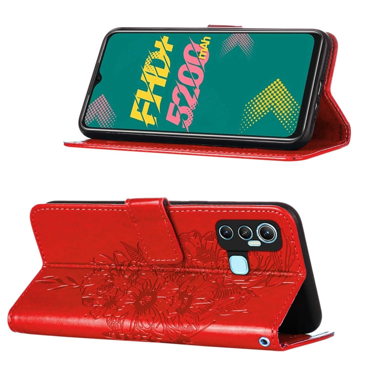 Custodia per telefono in pelle con farfalla goffrata, For Infinix Hot 11