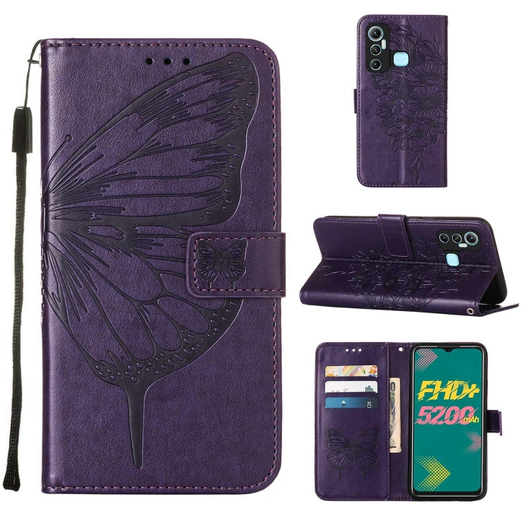 Custodia per telefono in pelle con farfalla goffrata, For Infinix Hot 11