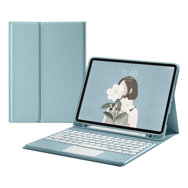 Custodia in pelle per tastiera Bluetooth con cappuccio rotondo con slot per penna e touchpad, For Samsung Galaxy Tab S7, For Samsung Galaxy Tab A7 10.4 2020