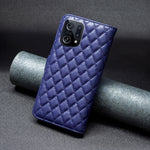 Custodia per telefono a conchiglia in pelle con portafoglio Diamond Lattice, For OPPO Find X5, For OPPO Realme 9 Pro+, For OPPO Realme 9 Pro, For OPPO Realme C21 / C20