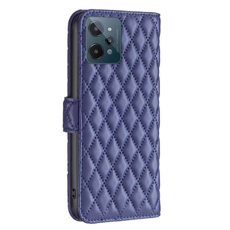 Custodia per telefono a conchiglia in pelle con portafoglio Diamond Lattice, For OPPO Realme C31, For OPPO Realme C35