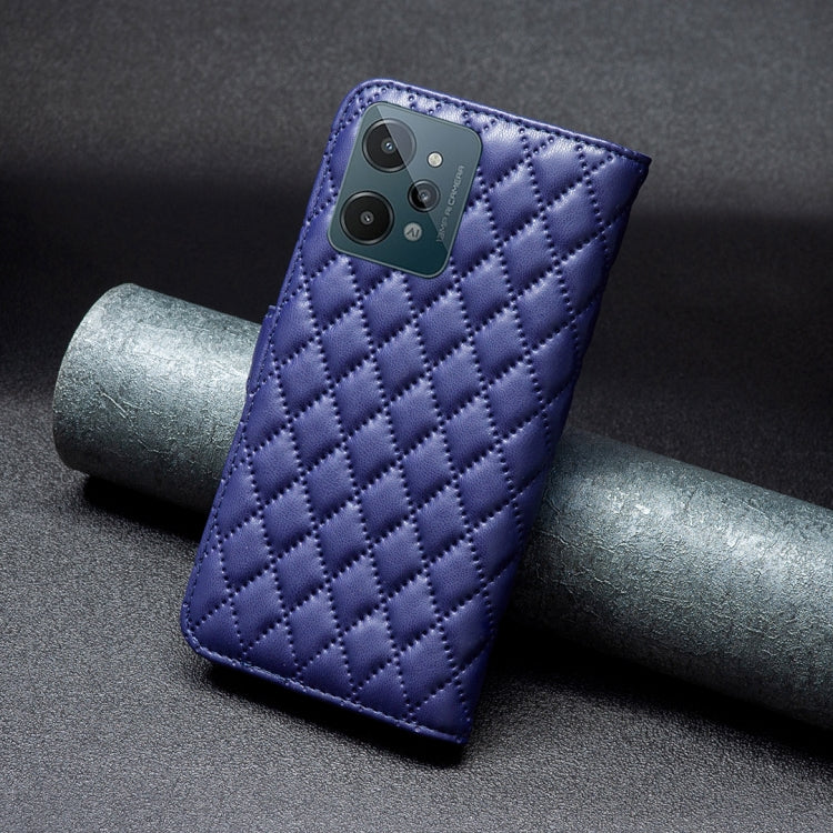 Custodia per telefono a conchiglia in pelle con portafoglio Diamond Lattice, For OPPO Realme C31, For OPPO Realme C35