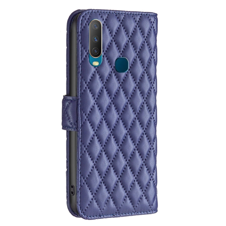 Custodia per telefono a conchiglia in pelle con portafoglio Diamond Lattice, For vivo Y11 / Y15 / Y12 / Y17, For vivo Y15s, For vivo Y20, For vivo Y21 / Y17 / Y21s