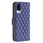 Custodia per telefono a conchiglia in pelle con portafoglio Diamond Lattice, For vivo Y51 2020 / Y51a / Y51s