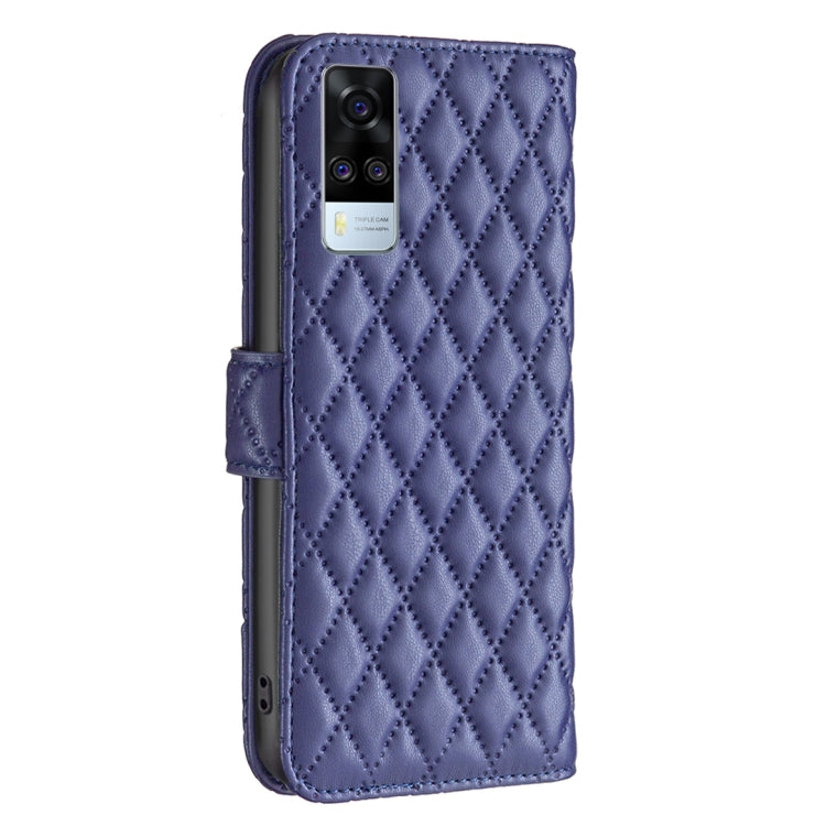 Custodia per telefono a conchiglia in pelle con portafoglio Diamond Lattice, For vivo Y51 2020 / Y51a / Y51s