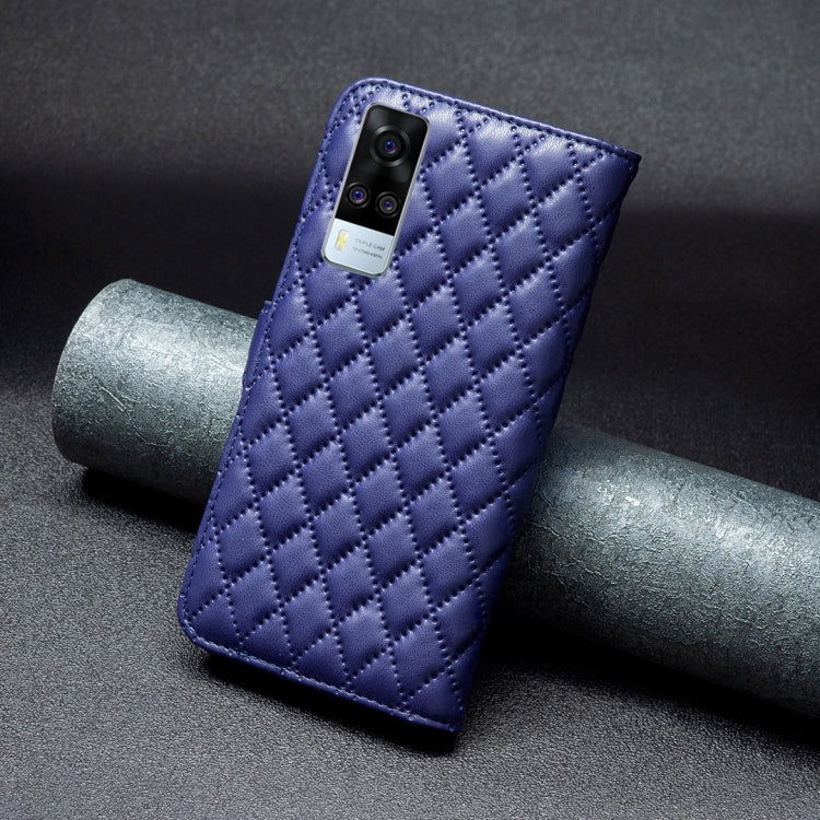 Custodia per telefono a conchiglia in pelle con portafoglio Diamond Lattice, For vivo Y51 2020 / Y51a / Y51s
