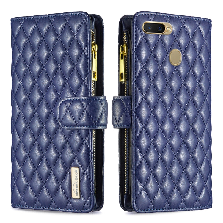 Custodia per telefono a conchiglia in pelle con portafoglio con cerniera Diamond Lattice, For OPPO A7, For OPPO A15, For OPPO A36 4G/A96 4G/A76 4G/Realme 9i, For OPPO A54 4G / A55 5G / A16