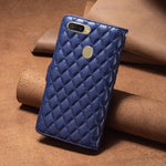 Custodia per telefono a conchiglia in pelle con portafoglio con cerniera Diamond Lattice, For OPPO A7, For OPPO A15, For OPPO A36 4G/A96 4G/A76 4G/Realme 9i, For OPPO A54 4G / A55 5G / A16