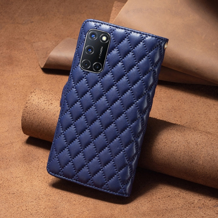 Custodia per telefono a conchiglia in pelle con portafoglio con cerniera Diamond Lattice, For OPPO A72 / A52 / A92, For OPPO A74 4G / F19 4G, For OPPO A74 5G / A93 5G / A54 5G, For OPPO A94 4G