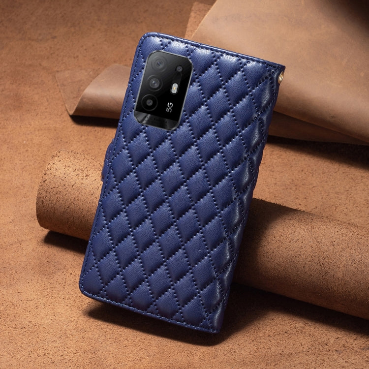 Custodia per telefono a conchiglia in pelle con portafoglio con cerniera Diamond Lattice, For OPPO A94 5G / Reno5 Z 5G, For OPPO A96 5G / Reno7 Z, For OPPO Find X5 Lite / Reno7 5G, For OPPO Find X5 Pro