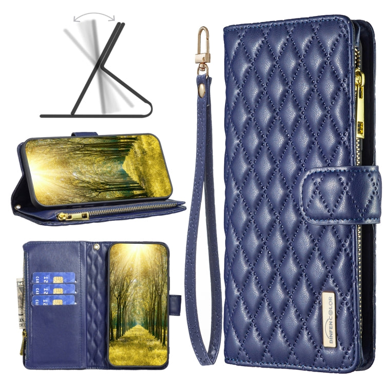 Custodia per telefono a conchiglia in pelle con portafoglio con cerniera Diamond Lattice, For OPPO Realme C31, For OPPO Realme C35