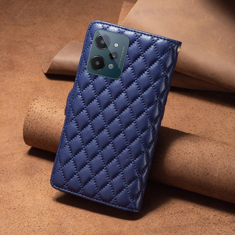Custodia per telefono a conchiglia in pelle con portafoglio con cerniera Diamond Lattice, For OPPO Realme C31, For OPPO Realme C35