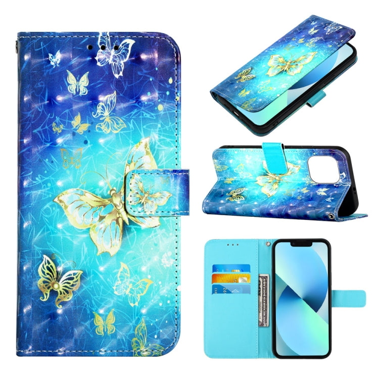 Custodia per telefono in pelle a vibrazione orizzontale con pittura 3D, For iPhone 14, For iPhone 14 Plus, For iPhone 14 Pro