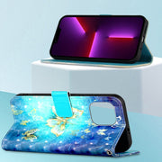 Custodia per telefono in pelle a vibrazione orizzontale con pittura 3D, For iPhone 14, For iPhone 14 Plus, For iPhone 14 Pro