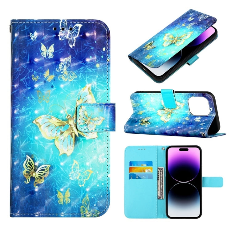 Custodia per telefono in pelle a vibrazione orizzontale con pittura 3D, For iPhone 14 Pro Max
