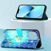 Custodia per telefono in pelle a vibrazione orizzontale con pittura 3D, For iPhone 14 Pro Max