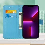 Custodia in pelle a trama piatta verniciata con cordino e slot per schede, portafoglio e supporto, For iPhone 14 Pro Max