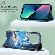 Custodia in pelle a trama piatta verniciata con cordino e slot per schede, portafoglio e supporto, For iPhone 14 Pro Max