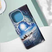 Custodia in pelle a trama piatta verniciata con cordino e slot per schede, portafoglio e supporto, For iPhone 14 Pro Max