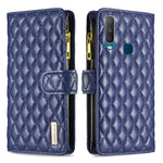 Custodia per telefono a conchiglia in pelle con portafoglio con cerniera Diamond Lattice, For vivo Y11 / Y15 / Y12 / Y17, For vivo Y15s, For vivo Y20, For vivo Y21 / Y17 / Y21s
