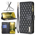 Custodia per telefono a conchiglia in pelle con portafoglio con cerniera Diamond Lattice, For vivo Y51 2020 / Y51a / Y51s