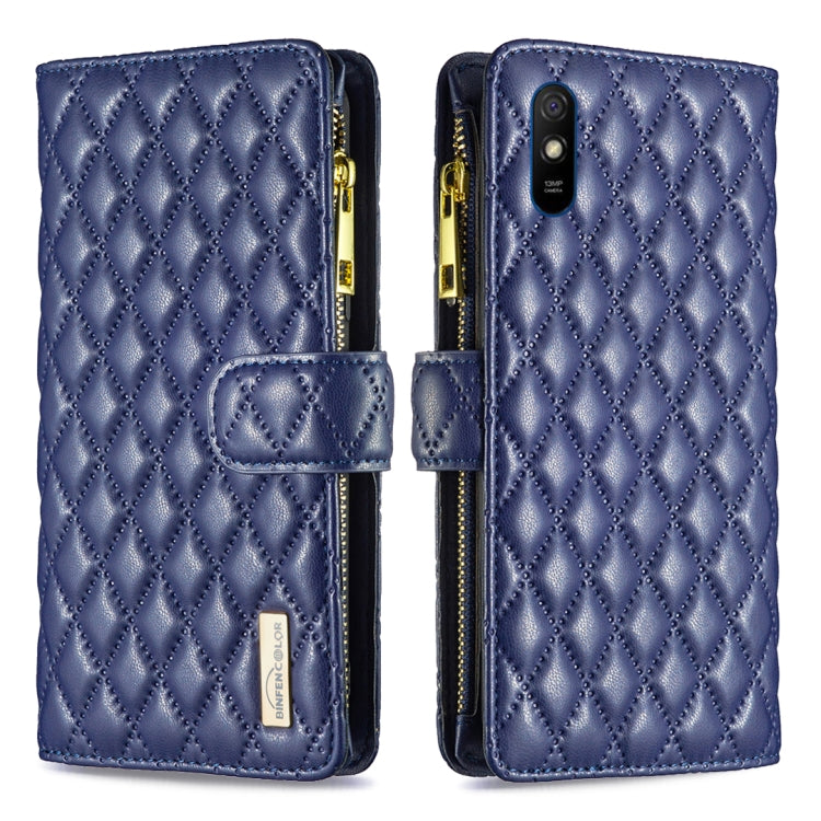 Custodia per telefono a conchiglia in pelle con portafoglio con cerniera Diamond Lattice, For Xiaomi Redmi 9A, For Xiaomi Redmi 9C / 10A / Poco C31, For Xiaomi Redmi 9, For Xiaomi Redmi 10 5G / Note 11E