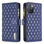 Custodia per telefono a conchiglia in pelle con portafoglio con cerniera Diamond Lattice, For Xiaomi Redmi 10/10 2022/Note 11 4G, For Xiaomi Redmi 10C, For Xiaomi Redmi Note 9 Pro Max, For Xiaomi Redmi Note 9 / 10X 4G