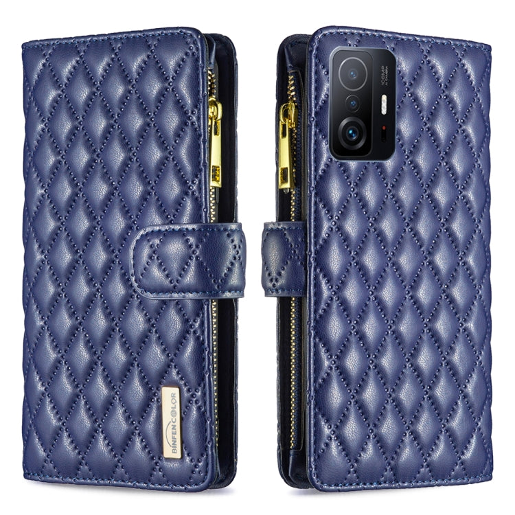 Custodia per telefono a conchiglia in pelle con portafoglio con cerniera Diamond Lattice, For Xiaomi 11T / 11T Pro, For Xiaomi 12 Lite, For Xiaomi Poco M3 Pro/Redmi Note 10 5G/10T 5G, For Xiaomi Poco X3 / X3 NFC