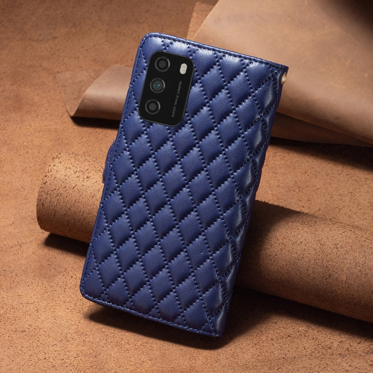 Custodia per telefono a conchiglia in pelle con portafoglio con cerniera Diamond Lattice, For Xiaomi Poco M3