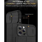 Custodia protettiva per telefono in TPU con camshield scorrevole Litchi Texture, For iPhone 14, For iPhone 14 Plus, For iPhone 14 Pro, For iPhone 14 Pro Max