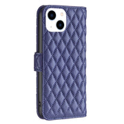 Custodia per telefono a conchiglia in pelle con portafoglio Diamond Lattice, For iPhone 14, For iPhone 14 Pro, For iPhone 14 Pro Max, For iPhone 14 Plus, For iPhone 14 Max