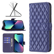 Custodia per telefono a conchiglia in pelle con portafoglio Diamond Lattice, For iPhone 14, For iPhone 14 Pro, For iPhone 14 Pro Max, For iPhone 14 Plus, For iPhone 14 Max