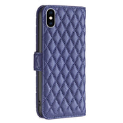 Custodia per telefono a conchiglia in pelle con portafoglio Diamond Lattice, For iPhone XS, For iPhone XS Max, For iPhone X / XS