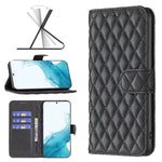 Custodia per telefono a conchiglia in pelle con portafoglio Diamond Lattice, For Samsung Galaxy S22 5G, For Samsung Galaxy S22 Ultra 5G, For Samsung Galaxy S22 Plus 5G, For Samsung Galaxy S21 5G