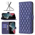 Custodia per telefono a conchiglia in pelle con portafoglio Diamond Lattice, For Samsung Galaxy S22 5G, For Samsung Galaxy S22 Ultra 5G, For Samsung Galaxy S22 Plus 5G, For Samsung Galaxy S21 5G