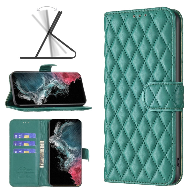 Custodia per telefono a conchiglia in pelle con portafoglio Diamond Lattice, For Samsung Galaxy S22 5G, For Samsung Galaxy S22 Ultra 5G, For Samsung Galaxy S22 Plus 5G, For Samsung Galaxy S21 5G